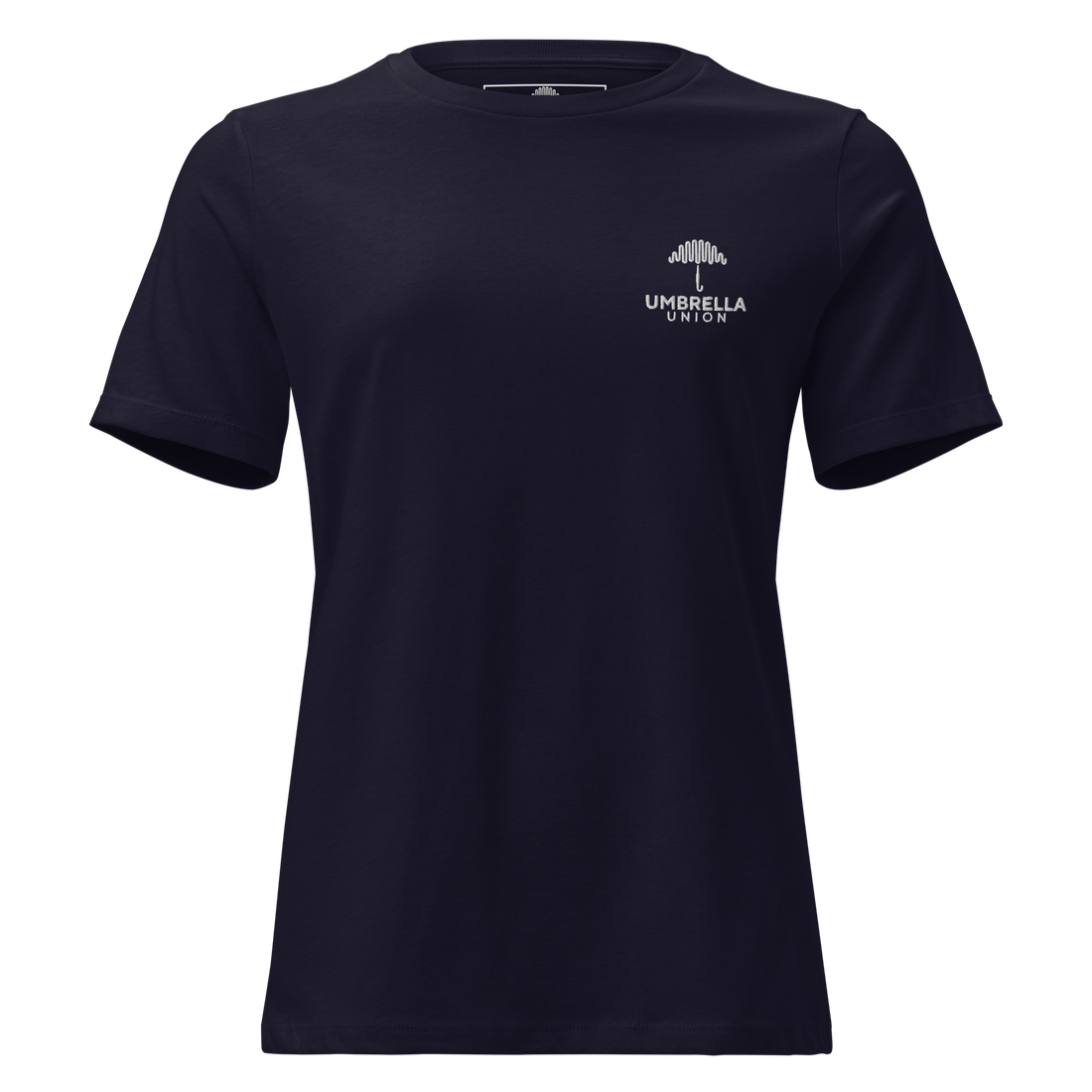 All Union Women's Relaxed T-Shirt Navy-Embroidered White