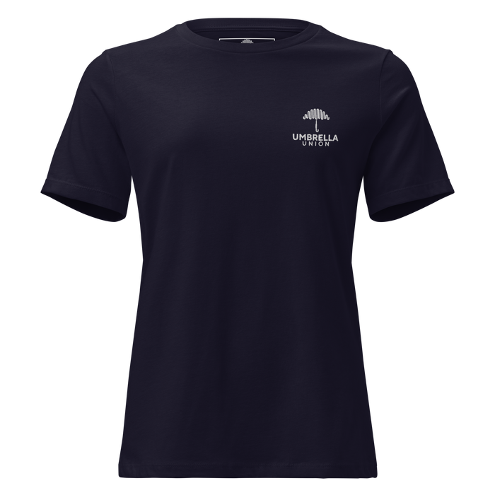 All Union Women's Relaxed T-Shirt Navy-Embroidered White