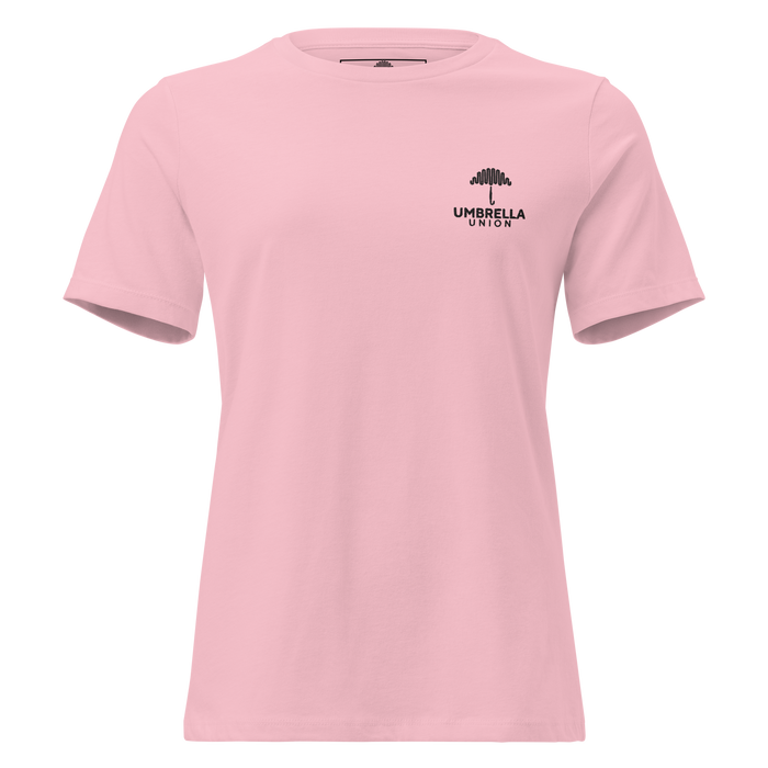All Union Women's Relaxed T-Shirt Pink- Embroidered Black