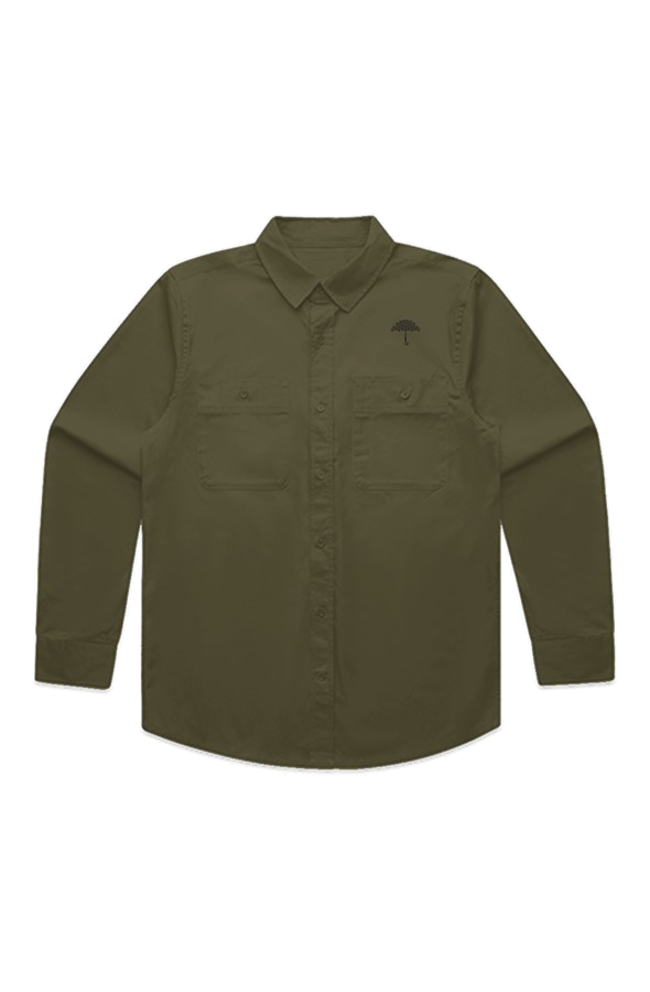 Umbrella Union Embroidered Work Shirt - Army Green